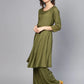Jompers Women Olive Green Solid Kurta with Palazzos & Dupatta ( JOKPL MU-D 1283 Olive )