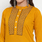 Women Mustard Yellow & Navy Blue Embroidered Kurta with Palazzos & Dupatta (JOKPL NB D11B 1274 Mustard)