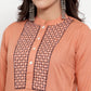 Women Mustard Peach & Navy Blue Embroidered Kurta with Palazzos & Dupatta (JOKPL NB D11B 1274 Peach)