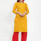 Women Mustard Yellow & Red Embroidered Kurta with Palazzos & Dupatta (JOKPL R-D8R 1293 Mustard)