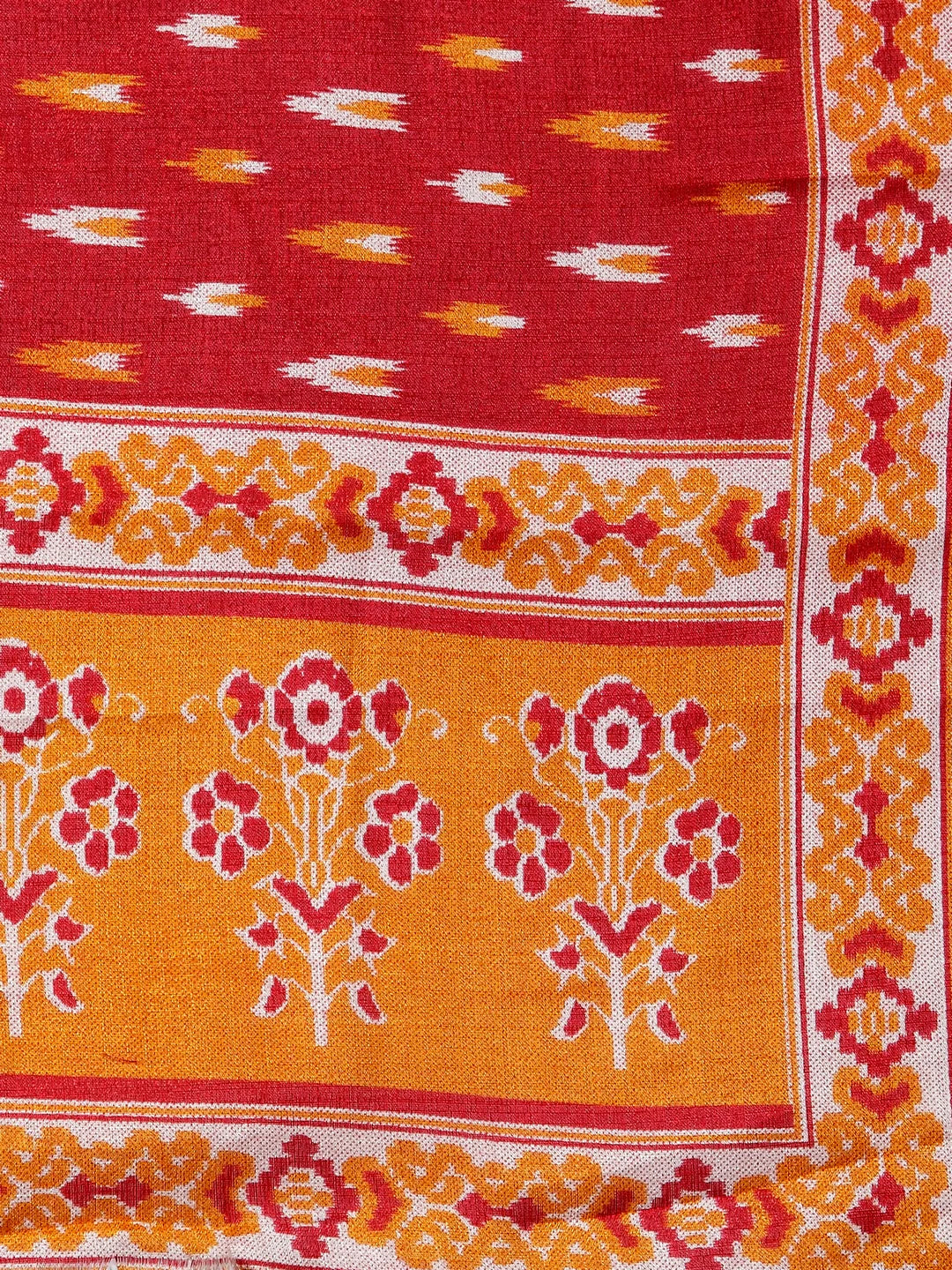 Women Mustard Yellow & Red Embroidered Kurta with Palazzos & Dupatta (JOKPL R-D8R 1294 Mustard)