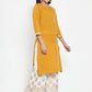 Women Mustard Yellow & Off-White Embroidered Kurta with Palazzos (JOKPL WG 1311 Mustard)