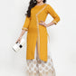Women Mustard Yellow & Off-White Embroidered Kurta with Palazzos (JOKPL WG 1311 Mustard)