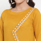 Women Mustard Yellow & Off-White Embroidered Kurta with Palazzos (JOKPL WG 1311 Mustard)