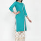 Women Rama Green & Off-White Embroidered Kurta with Palazzos (JOKPL WG 1311 Rama)