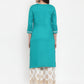 Women Rama Green & Off-White Embroidered Kurta with Palazzos (JOKPL WG 1311 Rama)