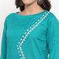 Women Rama Green & Off-White Embroidered Kurta with Palazzos (JOKPL WG 1311 Rama)