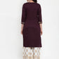 Women Purple Embroidered Kurta with Palazzos (JOKPL WG 1311 Wine)