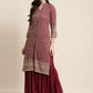 Maroon Embroidered Kurta with Sharara ( JOKPS 1448 Maroon )