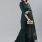 Jompers Women Green & Golden Solid Kurti with Sharara & Woven Design Dupatta (JOKPS D14G 1349 Green)