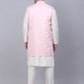 Men's Solid Kurta Pyjama With Shrug Jacket ( JOKPWCS W-D 4067Pink )