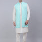 Men's Solid Kurta Pyjama With Shrug Jacket ( JOKPWCS W-D 4067Sky )