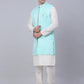 Men's Solid Kurta Pyjama With Shrug Jacket ( JOKPWCS W-D 4067Sky )