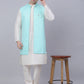 Men's Solid Kurta Pyjama With Shrug Jacket ( JOKPWCS W-D 4067Sky )