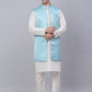 Men's Solid Kurta Pyjama With Shrug Jacket ( JOKPWCS W-D 4068Sky )