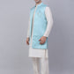 Men's Solid Kurta Pyjama With Shrug Jacket ( JOKPWCS W-D 4068Sky )