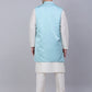 Men's Solid Kurta Pyjama With Shrug Jacket ( JOKPWCS W-D 4068Sky )