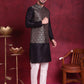 Woven Design Nehru Jacket With Kurta Pyjama Set ( JOKPWC 636B 4088 Golden )