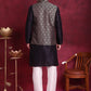 Woven Design Nehru Jacket With Kurta Pyjama Set ( JOKPWC 636B 4088 Golden )