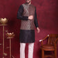 Woven Design Nehru Jacket With Kurta Pyjama Set ( JOKPWC 636B 4088 Maroon )