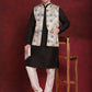 Green Floral Printed Nehru Jacket With Kurta Pyjama Set ( JOKPWC 636B 4090Green )