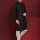Black Woven Design Nehru Jacket With Kurta Pyjama Set ( JOKPWC 636B 4091Black )