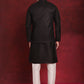 Black Woven Design Nehru Jacket With Kurta Pyjama Set ( JOKPWC 636B 4091Black )