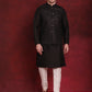 Black Woven Design Nehru Jacket With Kurta Pyjama Set ( JOKPWC 636B 4091Black )