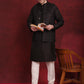 Black Woven Design Nehru Jacket With Kurta Pyjama Set ( JOKPWC 636B 4091Black )