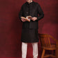 Black Woven Design Nehru Jacket With Kurta Pyjama Set ( JOKPWC 636B 4091Black )