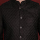 Black Woven Design Nehru Jacket With Kurta Pyjama Set ( JOKPWC 636B 4091Black )