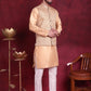 Woven Design Nehru Jacket With Kurta Pyjama Set ( JOKPWC 636DG 4089 Cream )