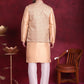 Woven Design Nehru Jacket With Kurta Pyjama Set ( JOKPWC 636DG 4089 Cream )