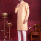 Woven Design Nehru Jacket With Kurta Pyjama Set ( JOKPWC 636DG 4089 Cream )