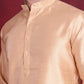 Woven Design Nehru Jacket With Kurta Pyjama Set ( JOKPWC 636DG 4089 Cream )