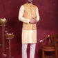 Woven Design Nehru Jacket With Kurta Pyjama Set ( JOKPWC 636G 4089 Mustard )