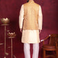 Woven Design Nehru Jacket With Kurta Pyjama Set ( JOKPWC 636G 4089 Mustard )