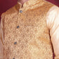 Woven Design Nehru Jacket With Kurta Pyjama Set ( JOKPWC 636G 4089 Mustard )