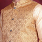 Woven Design Nehru Jacket With Kurta Pyjama Set ( JOKPWC 636G 4089 Mustard )