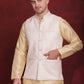 White Woven Design Nehru Jacket With Kurta Pyjama Set ( JOKPWC 636G 4091White )