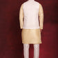 White Woven Design Nehru Jacket With Kurta Pyjama Set ( JOKPWC 636G 4091White )