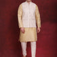 White Woven Design Nehru Jacket With Kurta Pyjama Set ( JOKPWC 636G 4091White )