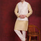 White Woven Design Nehru Jacket With Kurta Pyjama Set ( JOKPWC 636G 4091White )