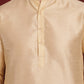 White Woven Design Nehru Jacket With Kurta Pyjama Set ( JOKPWC 636G 4091White )