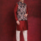 Black Floral Printed Nehru Jacket With Kurta Pyjama Set ( JOKPWC 636M 4090Black )