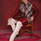 Black Floral Printed Nehru Jacket With Kurta Pyjama Set ( JOKPWC 636M 4090Black )