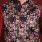 Black Floral Printed Nehru Jacket With Kurta Pyjama Set ( JOKPWC 636M 4090Black )