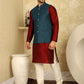Blue Woven Design Nehru Jacket With Kurta Pyjama Set ( JOKPWC 636M 4091Peacock )