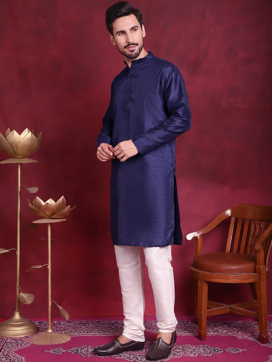 Woven Design Nehru Jacket With Kurta Pyjama Set ( JOKPWC 636N 4089 Brown )