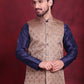 Woven Design Nehru Jacket With Kurta Pyjama Set ( JOKPWC 636N 4089 Brown )